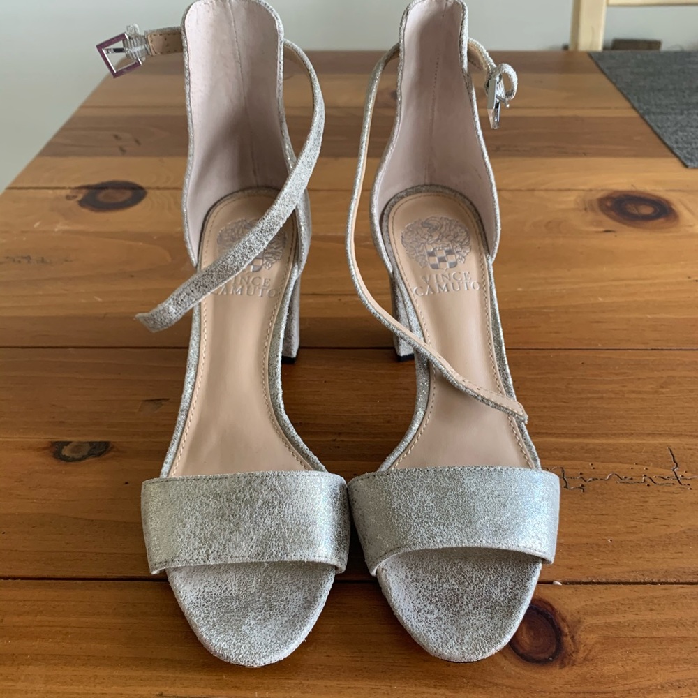 Vince Camuto corlina Silver block sandal Heels